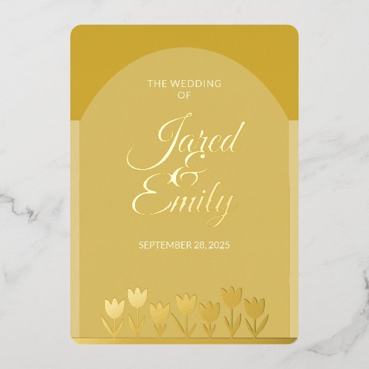 Uitnodiging Folie bruiloft | Eenvoudige bloemen (Voorkant)