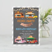 Uitnodiging foodtrucks verjaardagsfeest thema (Staand voorkant)