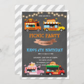 Uitnodiging foodtrucks verjaardagsfeest thema (Voorkant / Achterkant)