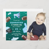 Uitnodiging football eerste verjaardag (Voorkant / Achterkant)