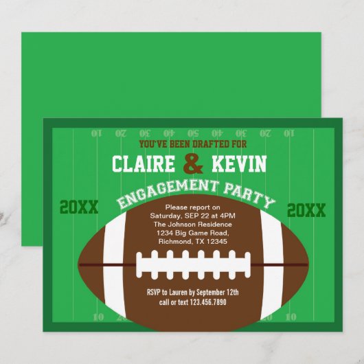 Uitnodiging football Engagement Party (Voorkant / Achterkant)