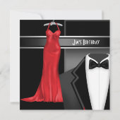 Uitnodiging Formeel Black Tie Verjaardagsdinerfees (Achterkant)