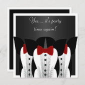 Uitnodiging Formele Tuxedo Zwart Rood Stropdas Sui (Voorkant / Achterkant)