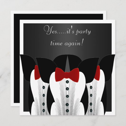 Uitnodiging Formele Tuxedo Zwart Rood Stropdas Sui (Voorkant / Achterkant)