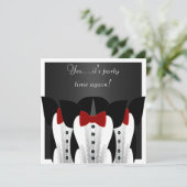 Uitnodiging Formele Tuxedo Zwart Rood Stropdas Sui (Staand voorkant)