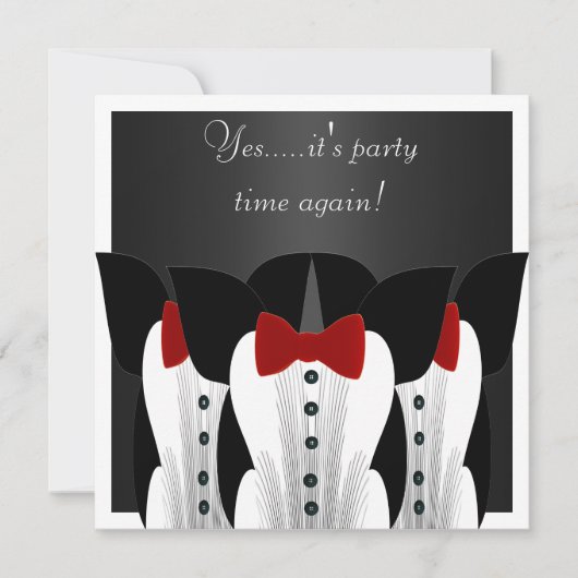 Uitnodiging Formele Tuxedo Zwart Rood Stropdas Sui (Voorkant)