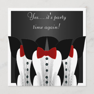 Uitnodiging Formele Tuxedo Zwart Rood Stropdas Sui