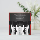 Uitnodiging Formele Verjaardag Tuxedo Zwart Stropd (Staand voorkant)