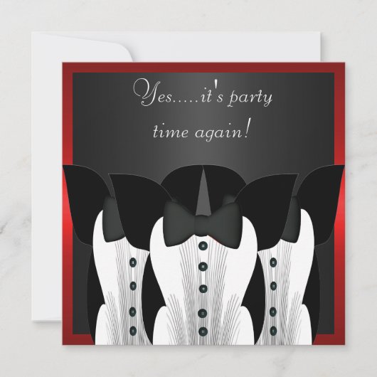 Uitnodiging Formele Verjaardag Tuxedo Zwart Stropd (Voorkant)