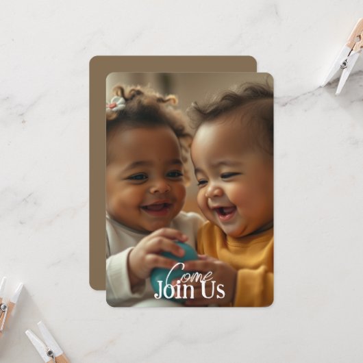 Uitnodiging Foto en tekst toevoegen (Voorkant / Achterkant in situ)