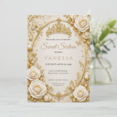 Uitnodiging Foto Prinses vlinders sweet 16 (Staand voorkant)