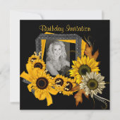 Uitnodiging Foto Zonnebloem Geel Bloed Lijst toevo (Voorkant)