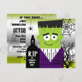 Uitnodiging Frankenstein Halloween Party (Voorkant / Achterkant)