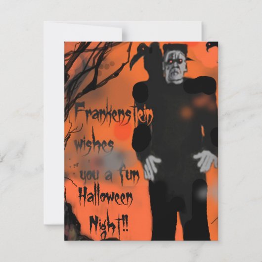 Uitnodiging Frankenstein Halloween Party (Voorkant)