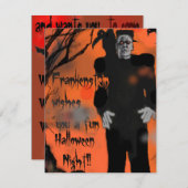 Uitnodiging Frankenstein Halloween Party (Voorkant / Achterkant)