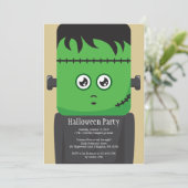 Uitnodiging Frankenstein Halloween Party (Staand voorkant)