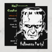 Uitnodiging Frankenstein Halloween Party (Voorkant / Achterkant)