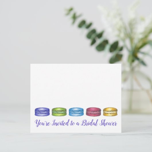 Uitnodiging Franse Macaron Cookies Bridal Shower (Staand voorkant)