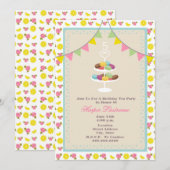 Uitnodiging Franse Macarons Birthday (Voorkant / Achterkant)