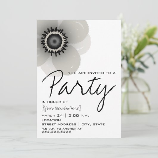 Uitnodiging Franse partij Anemone Flower Party (Staand voorkant)