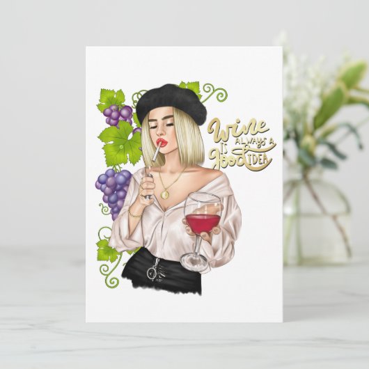 Uitnodiging Franse Wine Woman Bachelorette (Staand voorkant)