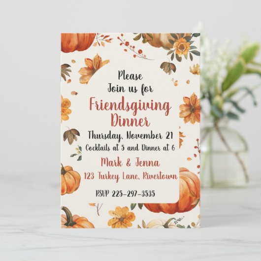 Uitnodiging Friendsgiving (Staand voorkant)