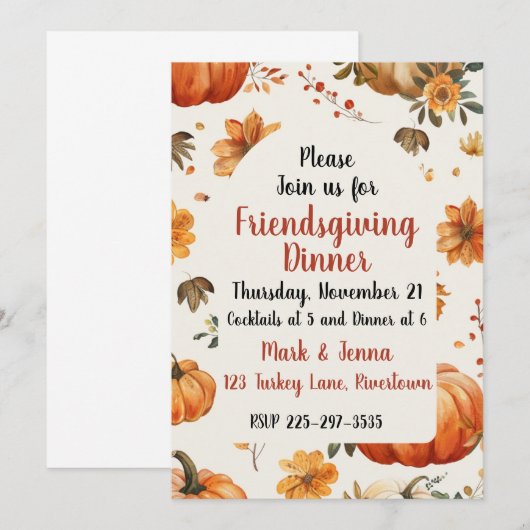 Uitnodiging Friendsgiving (Voorkant / Achterkant)