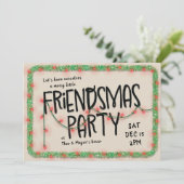 Uitnodiging Friendsmas-feest | Lichtslingers & sli (Staand voorkant)