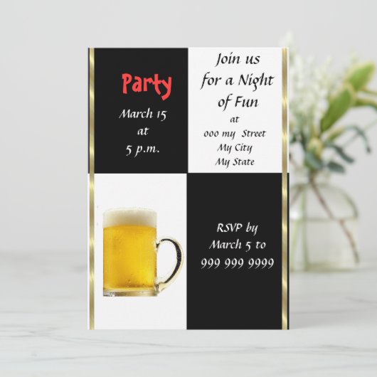 Uitnodiging Fun Beer Party (Staand voorkant)