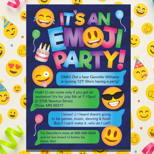 Uitnodiging Fun Emoji Party