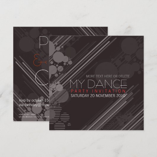 Uitnodiging funky House Dance Party (Voorkant / Achterkant)