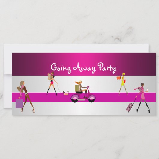 Uitnodiging gaan weg partij meisjes fiets bagage p (Voorkant)