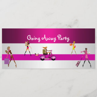 Uitnodiging gaan weg partij meisjes fiets bagage p