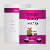 Uitnodiging gaan weg Party Girl Fiets Bagage Fun (Voorkant / Achterkant)