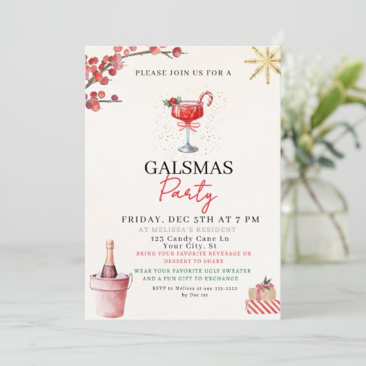 Uitnodiging Gal Kerstfeest (Staand voorkant)