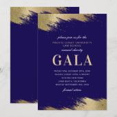 Uitnodiging galabal blauwe gouden formele gebeurte (Voorkant / Achterkant)