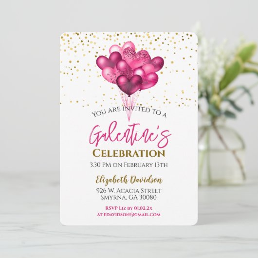 Uitnodiging galentijnsdag van de partij Heart Ball (Staand voorkant)