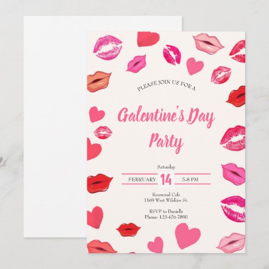 Uitnodiging Galentines Day (Voorkant / Achterkant)