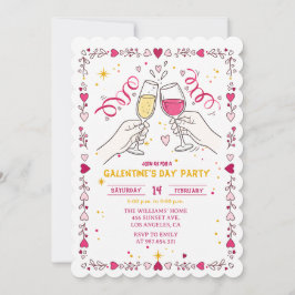Uitnodiging Galentines Day Toasting Hart Frame