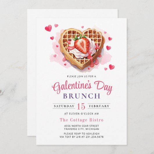 Uitnodiging Galentine's Day Valentijn Brunch (Voorkant / Achterkant)