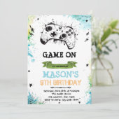 Uitnodiging game boy thema (Staand voorkant)