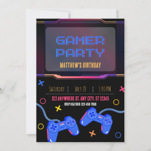 Uitnodiging - Gamer Party - Naam aanpassen Leeftij