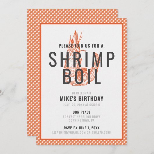Uitnodiging garnalen koken (Voorkant / Achterkant)