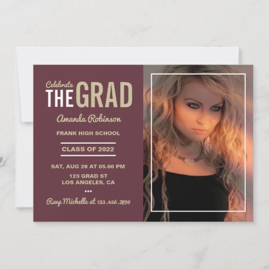 Uitnodiging Garnet and Gold Graduation Party (Voorkant)