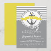 Uitnodiging Geel & grijs Nautical Engagement Party (Voorkant / Achterkant)