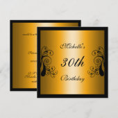 Uitnodiging Geel & Zwart Bloemen (Voorkant / Achterkant)