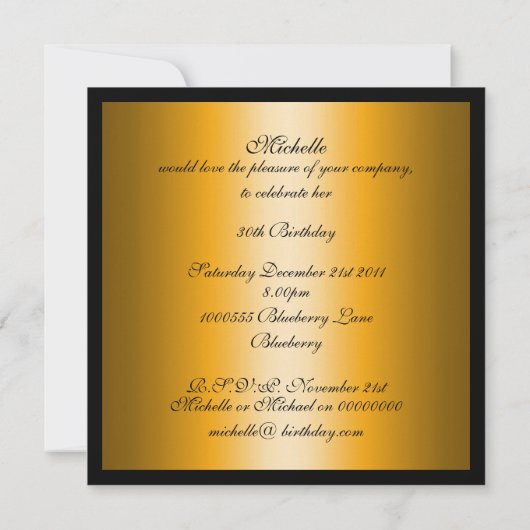 Uitnodiging Geel & Zwart Bloemen (Achterkant)