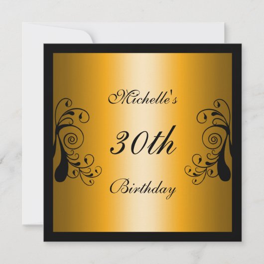 Uitnodiging Geel & Zwart Bloemen (Voorkant)