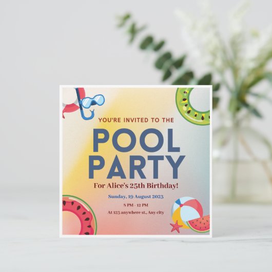 Uitnodiging Gele blauwe gradiëntgroep (Staand voorkant)