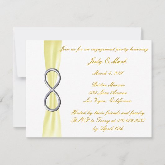 Uitnodiging Gele Infinity Engagement Party (Voorkant)